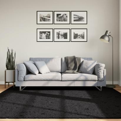 Covor „OVIEDO”, fire scurte, negru, 200x200 cm GartenMobel Dekor