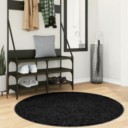 Covor „OVIEDO”, fire scurte, negru, Ø 120 cm GartenMobel Dekor