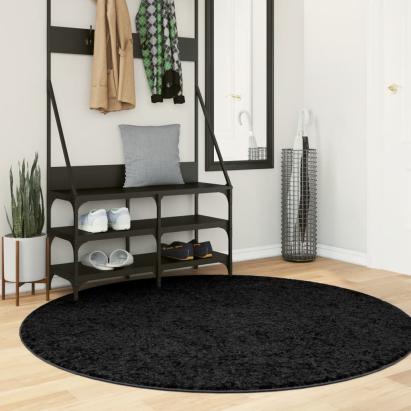Covor „OVIEDO”, fire scurte, negru, Ø 160 cm GartenMobel Dekor
