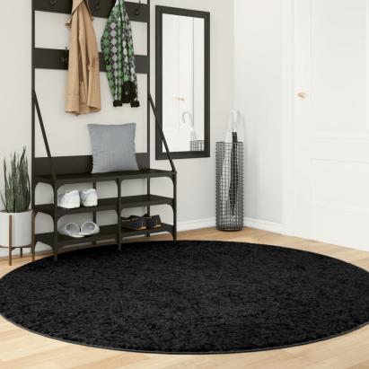 Covor „OVIEDO”, fire scurte, negru, Ø 200 cm GartenMobel Dekor