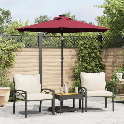 Umbrelă soare de grădină stâlp din oțel/LED roșu 225x225x212cm GartenMobel Dekor