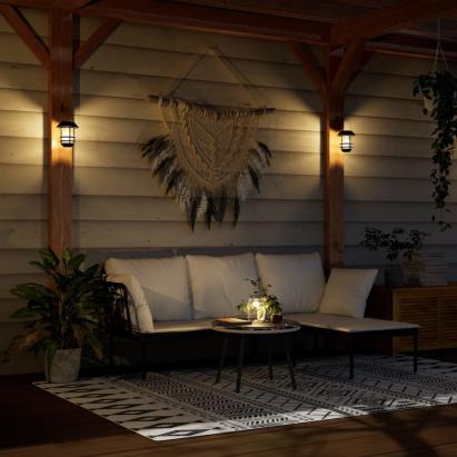Lămpi solare exterior de perete 2 buc. alb cald, lumină flacără GartenMobel Dekor