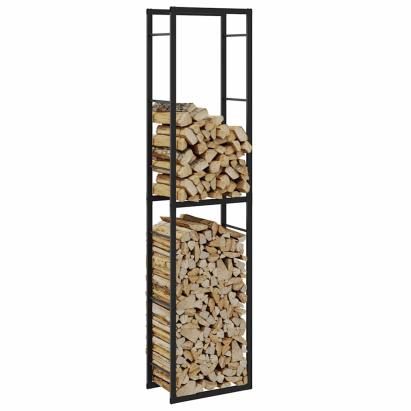 Rastel pentru lemne de foc, negru, 50x30x209 cm, oțel GartenMobel Dekor