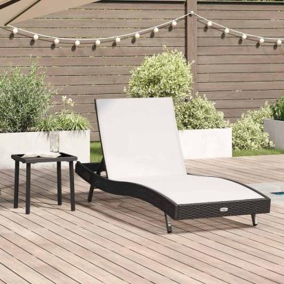 Șezlong cu pernă -persoană 2 pcs Negru 40 x 40 x 40.5 cm Rattan poli GartenMobel Dekor