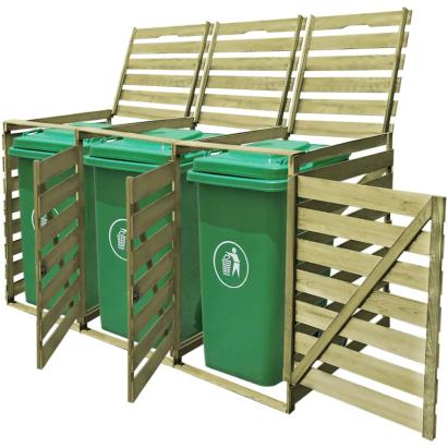 Magazie de pubele triplă, 240 L, lemn tratat GartenMobel Dekor