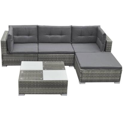 Set mobilier de grădină cu perne, 5 piese, gri, poliratan GartenMobel Dekor