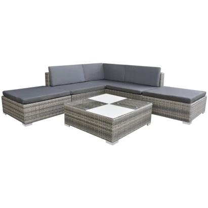 Set mobilier de grădină cu perne, 6 piese, gri, poliratan GartenMobel Dekor
