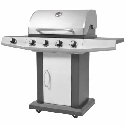 Grătar de Barbecue pe Gaz Argintiu 132 x 61 x 118 cm GartenMobel Dekor