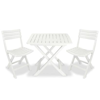 Set mobilier bistro pliabil, 3 piese, alb, plastic GartenMobel Dekor