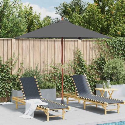 Umbrelă de soare, exterior, stâlp lemn, 150x200 cm, antracit GartenMobel Dekor
