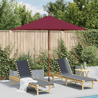 Umbrelă de soare de exterior, stâlp lemn, 150x200 cm roșu bordo GartenMobel Dekor