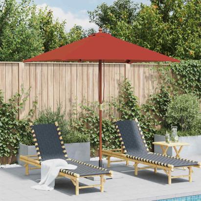 Umbrelă de soare de exterior, stâlp lemn, 150x200 cm, teracotă GartenMobel Dekor