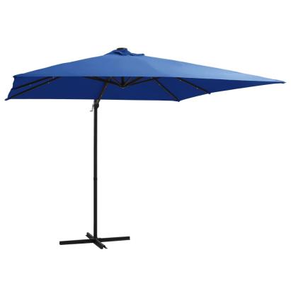 Umbrelă consolă cu LED, stâlp din oțel albastru azur 250x250 cm GartenMobel Dekor