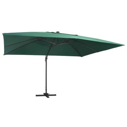 Umbrelă în consolă cu LED, stâlp din aluminiu verde 400x300 cm GartenMobel Dekor