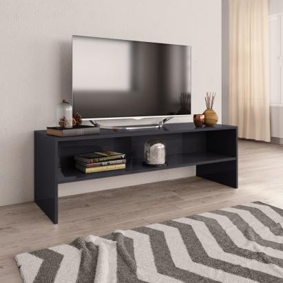 Dulap TV, gri extralucios, 120x40x40 cm, lemn prelucrat GartenMobel Dekor