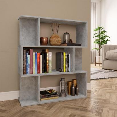 Bibliotecă/Separator, gri beton, 80x24x96 cm, lemn prelucrat GartenMobel Dekor