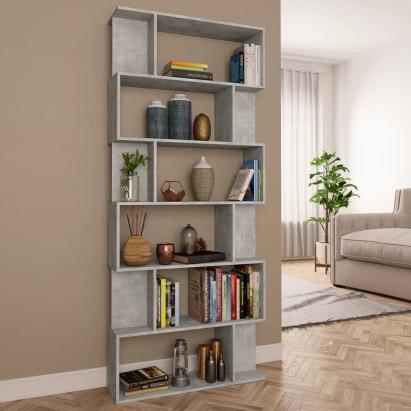 Bibliotecă/Separator, gri beton, 80x24x192 cm, lemn prelucrat GartenMobel Dekor
