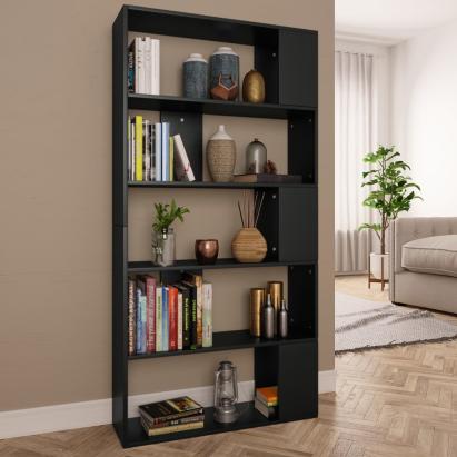 Bibliotecă/Separator cameră negru, 80x24x159 cm, lemn prelucrat GartenMobel Dekor