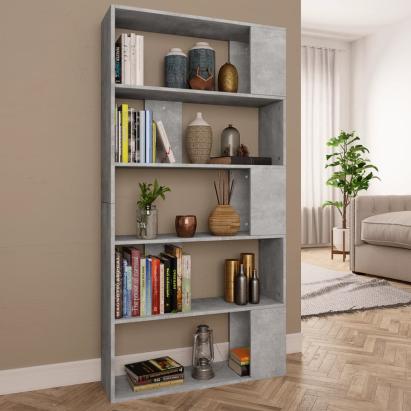 Bibliotecă/Separator, gri beton, 80x24x159 cm, lemn prelucrat GartenMobel Dekor