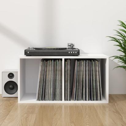 Cutie de depozitare viniluri, alb, 71x34x36 cm, lemn compozit GartenMobel Dekor