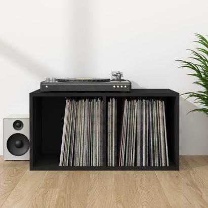 Cutie de depozitare viniluri, negru, 71x34x36 cm, lemn compozit GartenMobel Dekor