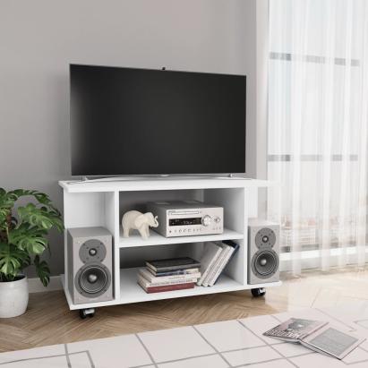 Comodă TV cu roți, alb, 80x40x45 cm, lemn prelucrat GartenMobel Dekor