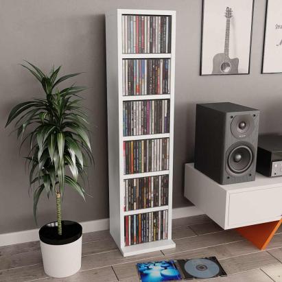 Dulap CD-uri, alb, 21x20x88 cm, lemn compozit GartenMobel Dekor