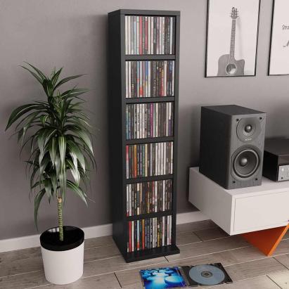 Dulap CD-uri, negru, 21x20x88 cm, lemn compozit GartenMobel Dekor