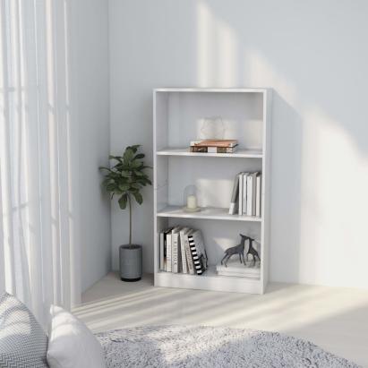 Bibliotecă cu 3 rafturi, alb, 60x24x109 cm, lemn compozit GartenMobel Dekor