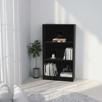Bibliotecă cu 3 rafturi, negru, 60x24x109 cm, lemn compozit GartenMobel Dekor