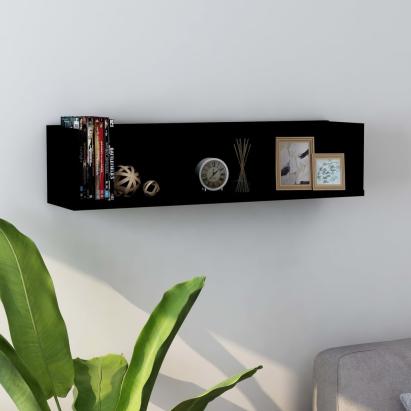 Raft de perete CD-uri, negru, 75 x 18 x 18 cm, lemn prelucrat GartenMobel Dekor