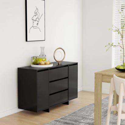 Servantă cu 3 sertare, negru, 120x41x75 cm, PAL GartenMobel Dekor