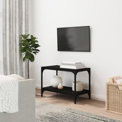 Comodă TV, negru, 60x33x41 cm, lemn prelucrat și oțel GartenMobel Dekor
