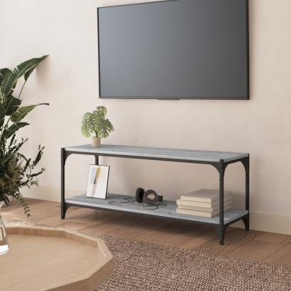 Comodă TV, gri sonoma, 100x33x41 cm, lemn prelucrat și oțel GartenMobel Dekor
