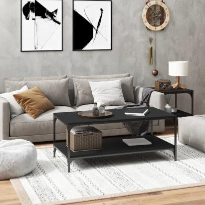 Măsuță de cafea, negru, 100x50x40 cm, lemn prelucrat GartenMobel Dekor