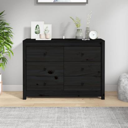 Dulap lateral, negru, 100x40x72 cm, lemn masiv de pin GartenMobel Dekor