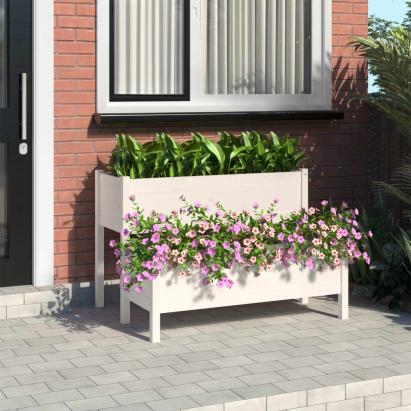 Jardinieră, alb, 110x84x75 cm, lemn masiv de pin GartenMobel Dekor