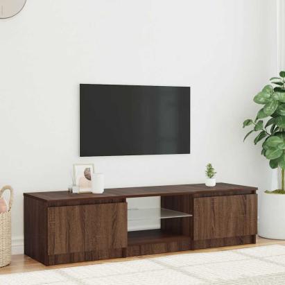 Comodă TV cu lumini LED, stejar maro, 140x40x36 cm GartenMobel Dekor