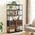 VASAGLE Biblioteca cu 5 rafturi si dulap, rama metalica si finisaj MDF nuc, 100x35x180 cm, negru Household NewTrend