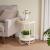 VASAGLE Masuta laterala tip noptiera, rotunda cu cos depozitare, cadru metalic, 40x55 cm, crem Household NewTrend