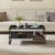 VASAGLE Masuta cafea cu sertar si raft inferior, structura otel, 100x55x45 cm, negru Household NewTrend