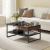VASAGLE Masuta cafea cu sertar si raft inferior, structura otel, 100x55x45 cm, negru Household NewTrend