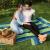 SONGMICS Hamac dublu cu bara lemn, perne incluse, maxim 300 kg, 210x150 cm, verde si albastru Household NewTrend