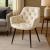 Fotoliu catifea tapitat, cu spatar inalt si design cu cusaturi, 55x60x89 cm, bej Household NewTrend