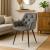 Fotoliu catifea tapitat, cu spatar inalt si design cu cusaturi, 55x60x89 cm, gri Household NewTrend
