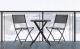 Set mobilier balcon pliabil cu masa sticla si 2 scaune, structura metalica, 60x70 cm, negru Household NewTrend
