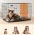 FEANDREA Cusca pentru animale, 2 usi, perete separator, pliabila din metal, XXL, 122x75x81cm, negru Household NewTrend