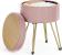 SONGMICS Taburet rotund cu spatiu de depozitare, tapitat catifea, 32x39x44 cm, roz Household NewTrend