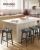 VASAGLE Set 2 scaune bar cu tapiterie piele ecologica, picioare din lemn, 44x32x66 cm, negru Household NewTrend