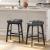 VASAGLE Set 2 scaune bar cu tapiterie piele ecologica, picioare din lemn, 44x32x66 cm, negru Household NewTrend